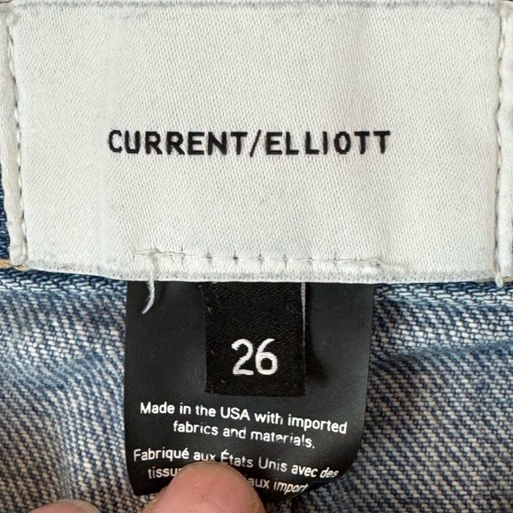 Current/Elliott Womens Size 26 The Vintage Cropped Slim Jeans Raw Hem Distressed - Picture 2 of 7